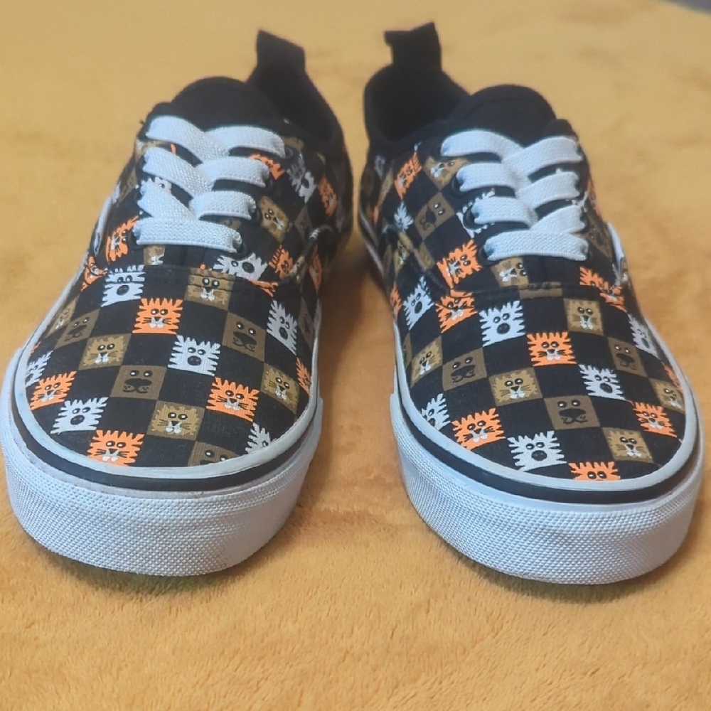 Vans Kids' Black and Orange Checkered Sneakers - Picture 5 of 8